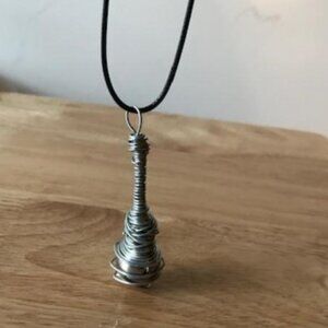 Wire Wrapped Silver Metal Ball Necklace